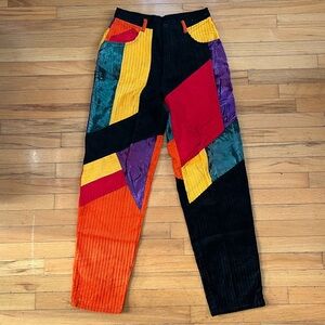 VTG Paco Corduroy Velour Patchwork Pants Colorblock Colorful Y2K 90s Hip-Hop